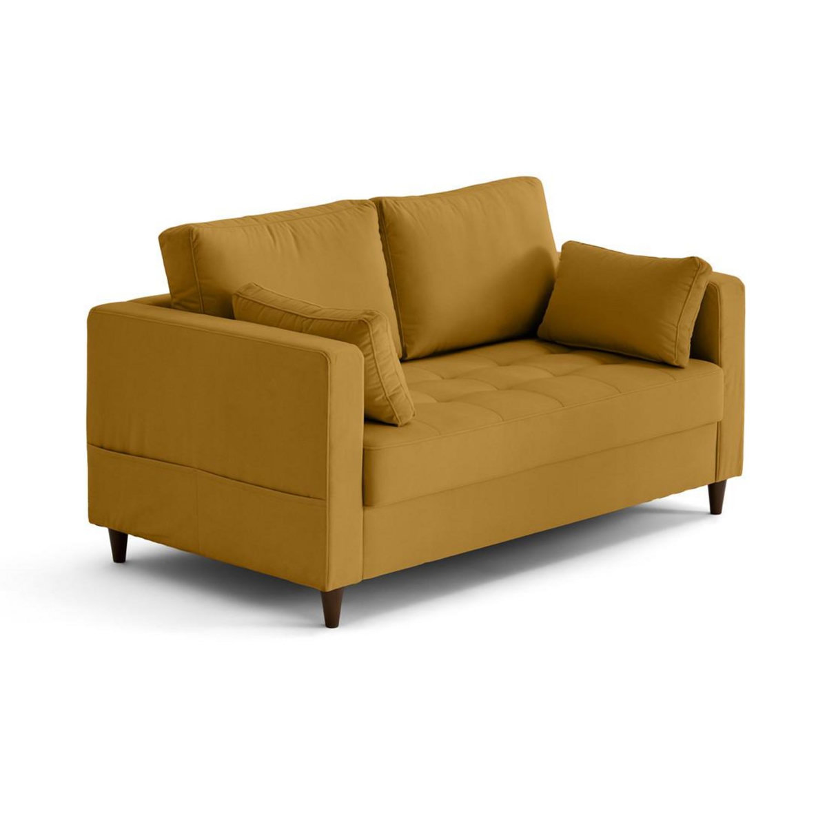 LISA DESIGN Anna - canapé droit 2 places avec poche en velours - pieds en bois