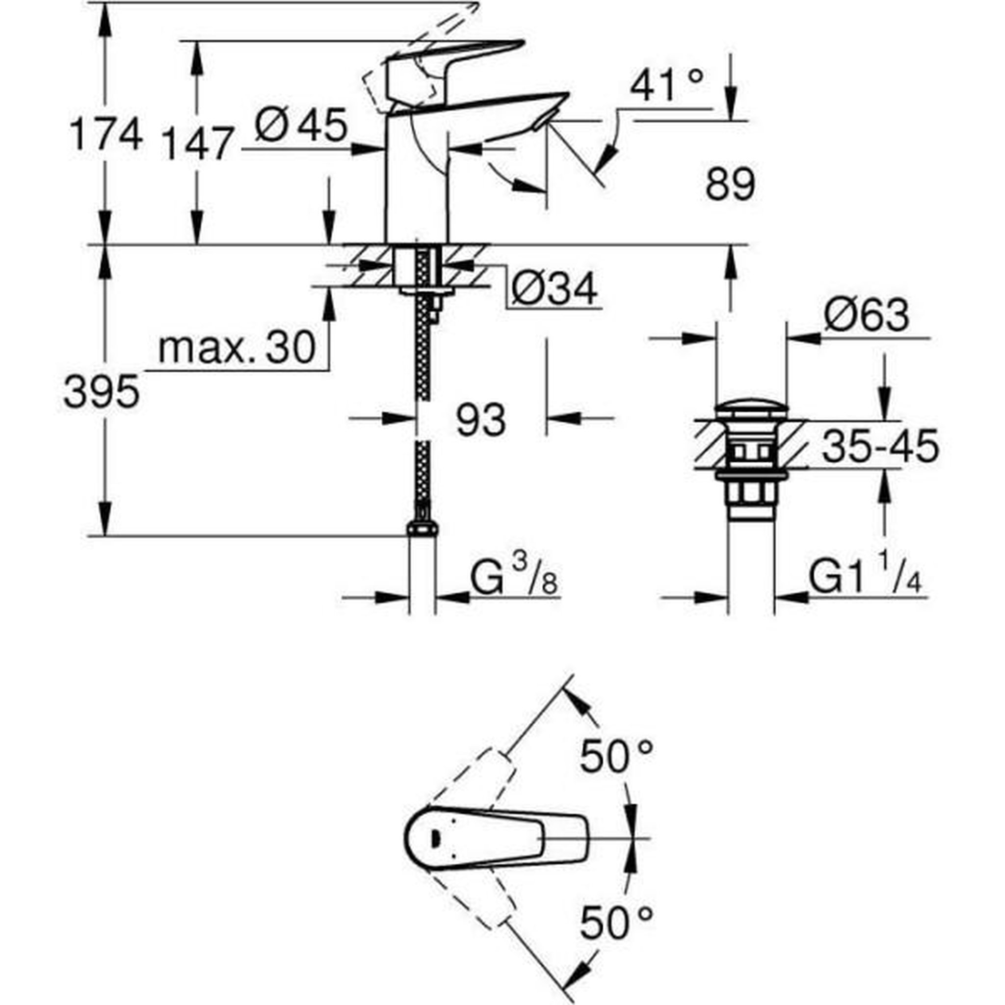 Voir la diapositive 6 : Grohe Grohe - mitigeur monocommande lavabo - taille s