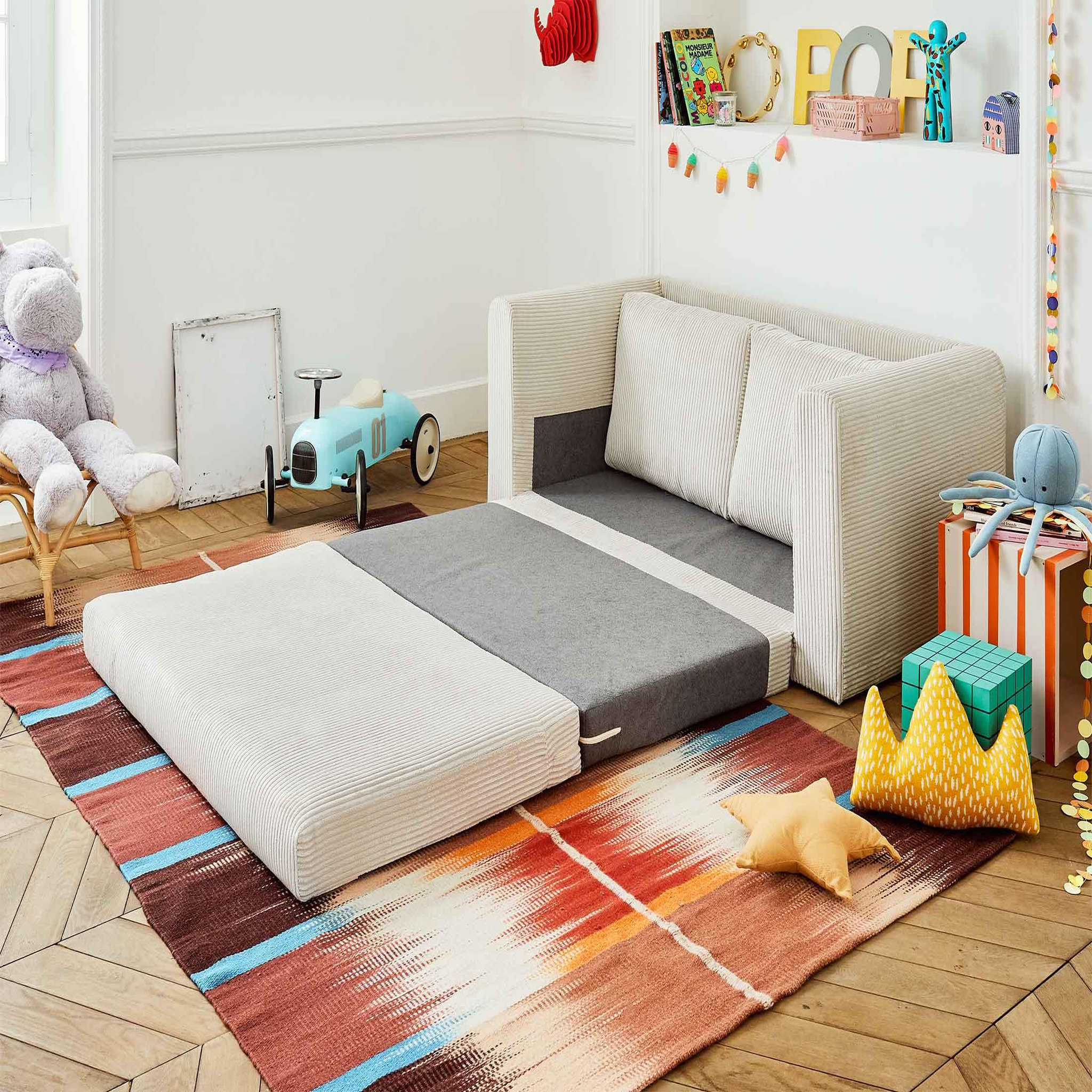 Voir la diapositive 2 : BEST MOBILIER Marilia - canapé 2 places - convertible déplimousse - en velours côtelé