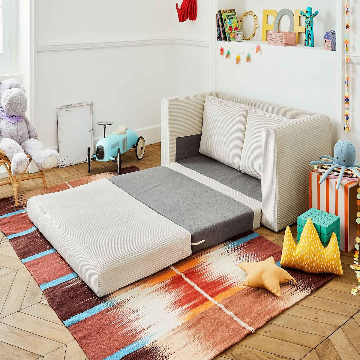 BEST MOBILIER Marilia - canapé 2 places - convertible déplimousse - en velours côtelé