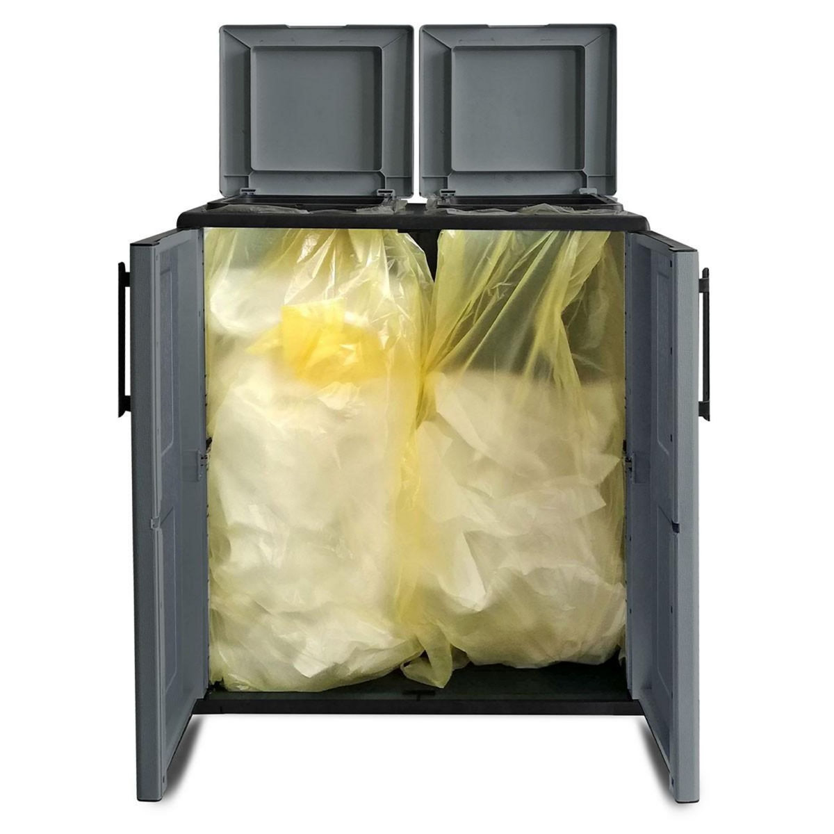 INTEC Poubelles de tri Selectif 2 Sacs Meuble mi- hauteur Dim 68 x 37 x 84cm 2 Anneaux de support de sac 2 Portes INTEC