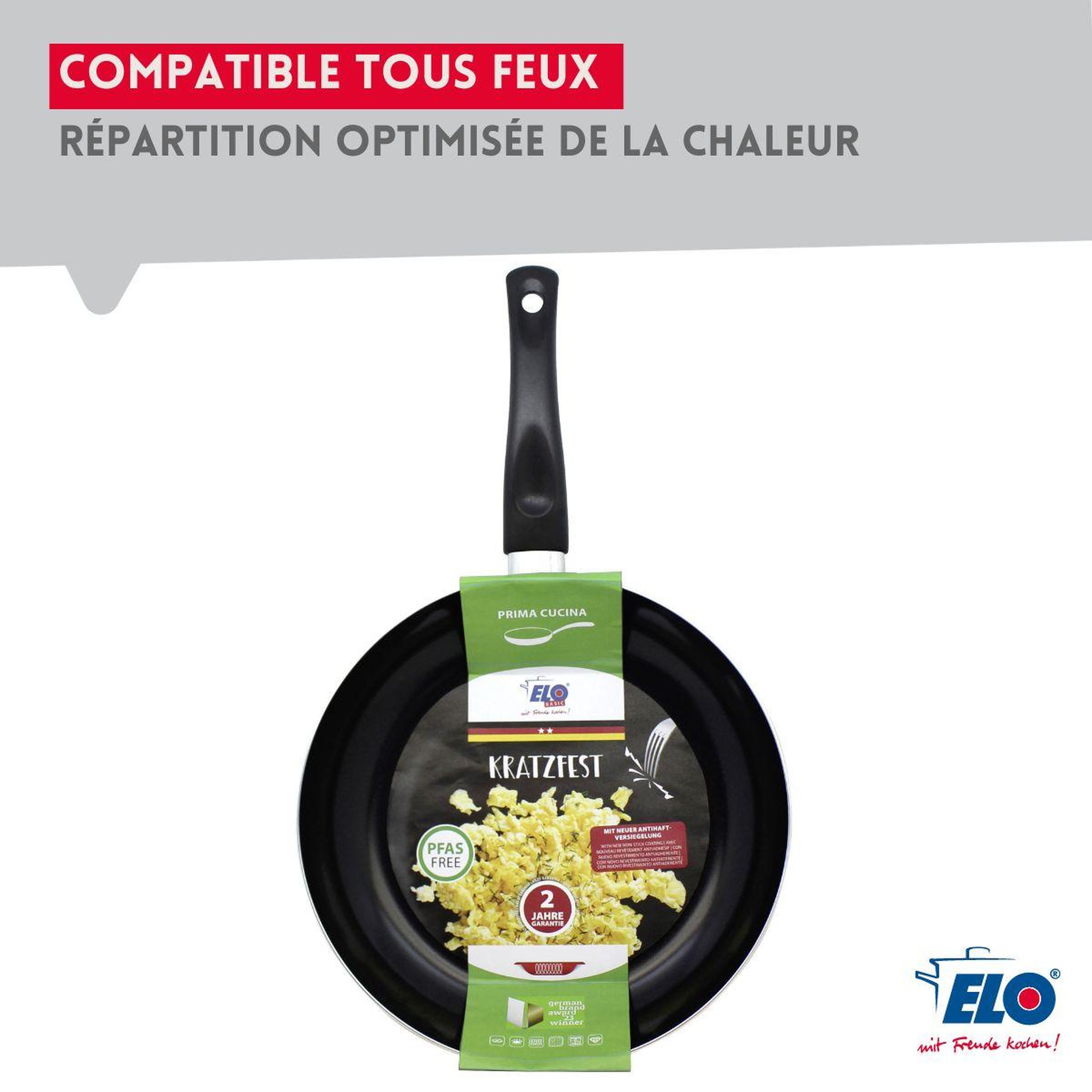 Voir la diapositive 6 : ELO Set de 3 poêles 20, 24 et 28 cm céramique sans pfas elo prima cucina