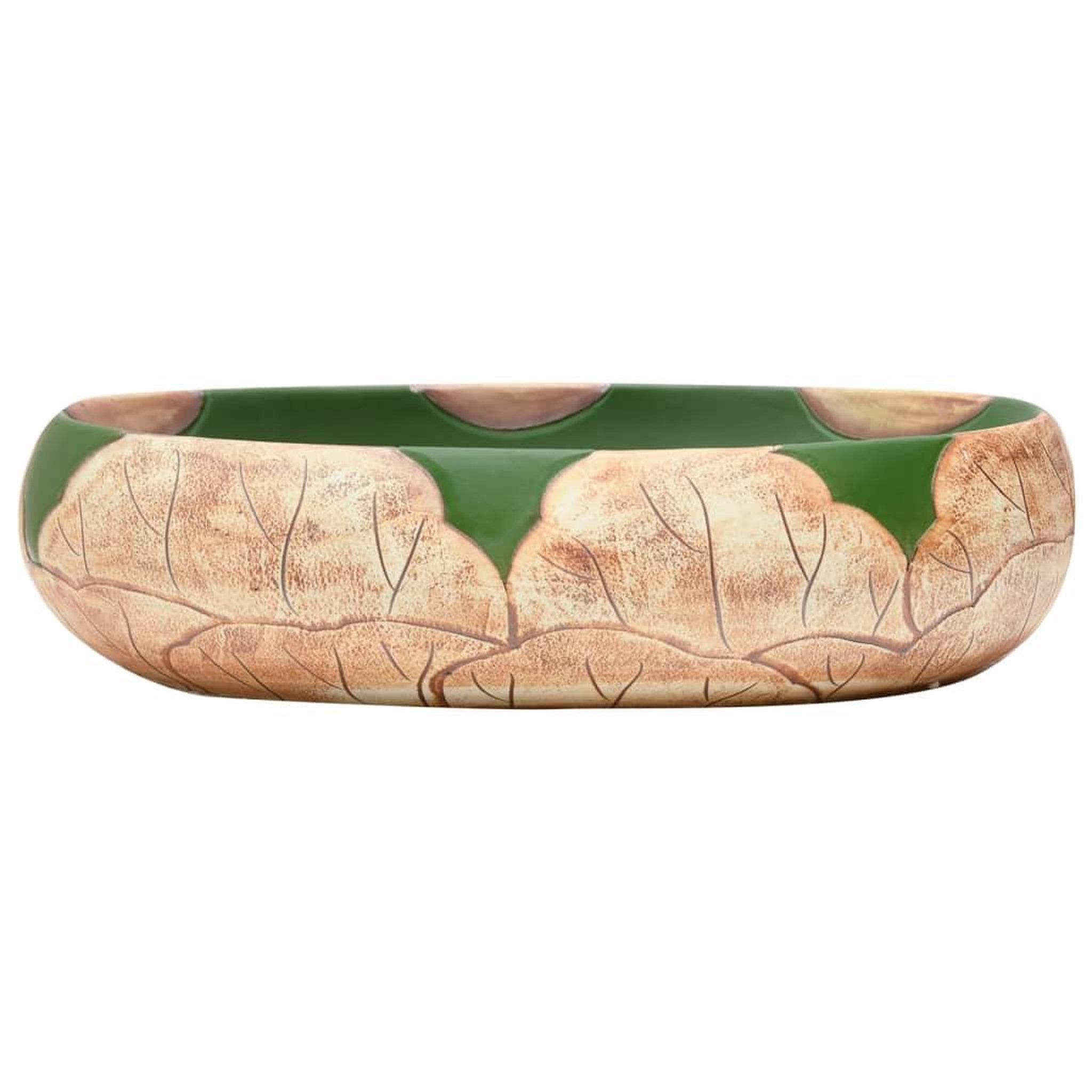 Voir la diapositive 3 : VIDAXL Vasque a poser vert et marron ovale 59x40x15 cm ceramique