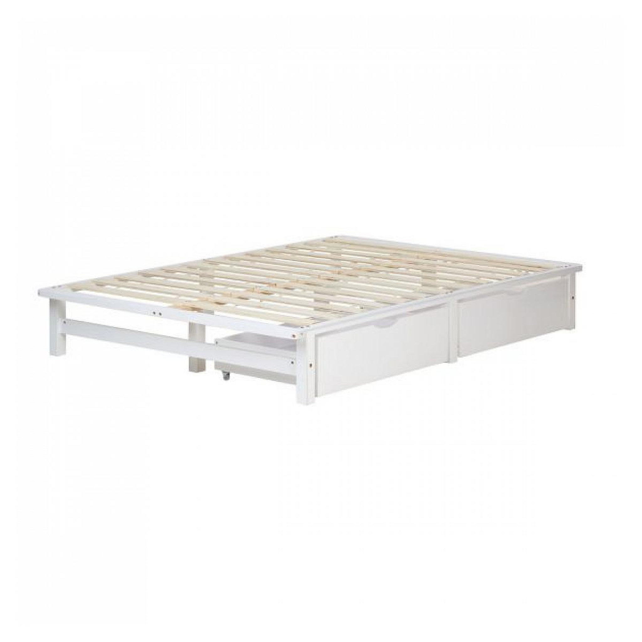 Voir la diapositive 2 : HomeStyle4U Lit en palette blanc 140x200 cm avec 2 tiroirs sommier à lattes