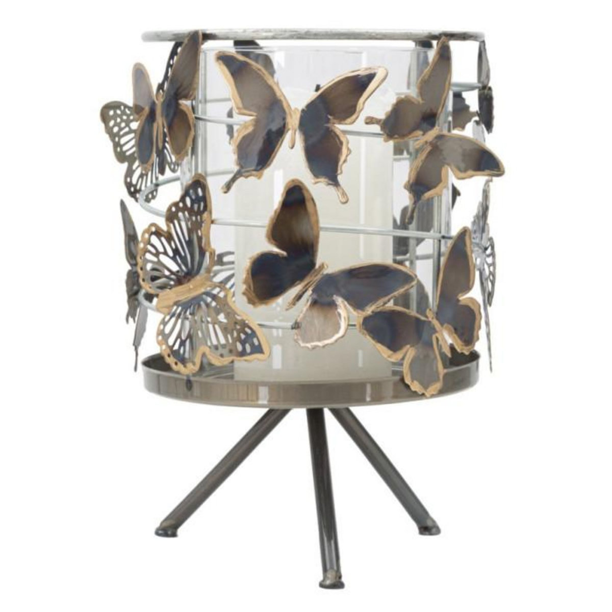 Paris Prix Photophore sur Pied en Métal  Farfalle  23cm Multicolore