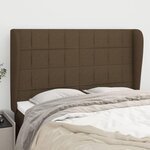 VIDAXL Tete de lit avec oreilles Marron fonce 147x23x118/128 cm Tissu