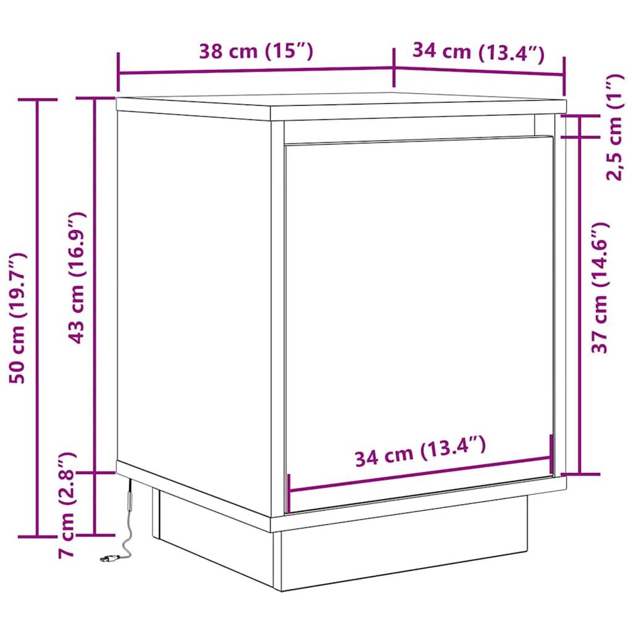 Voir la diapositive 6 : VIDAXL Tables de chevet avec lumieres LED 2 pcs sonoma gris 38x34x50cm