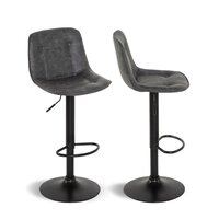 Lot 2 fauteuils de bar 65cm en tissu bouclette et pieds noirs Drawer -  VITIKKO