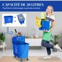 Voir la diapositive 5 : HOMCOM Chariot de nettoyage lavage seau de ménage 20 L avec essoreur et séparateur eau sale propre bleu