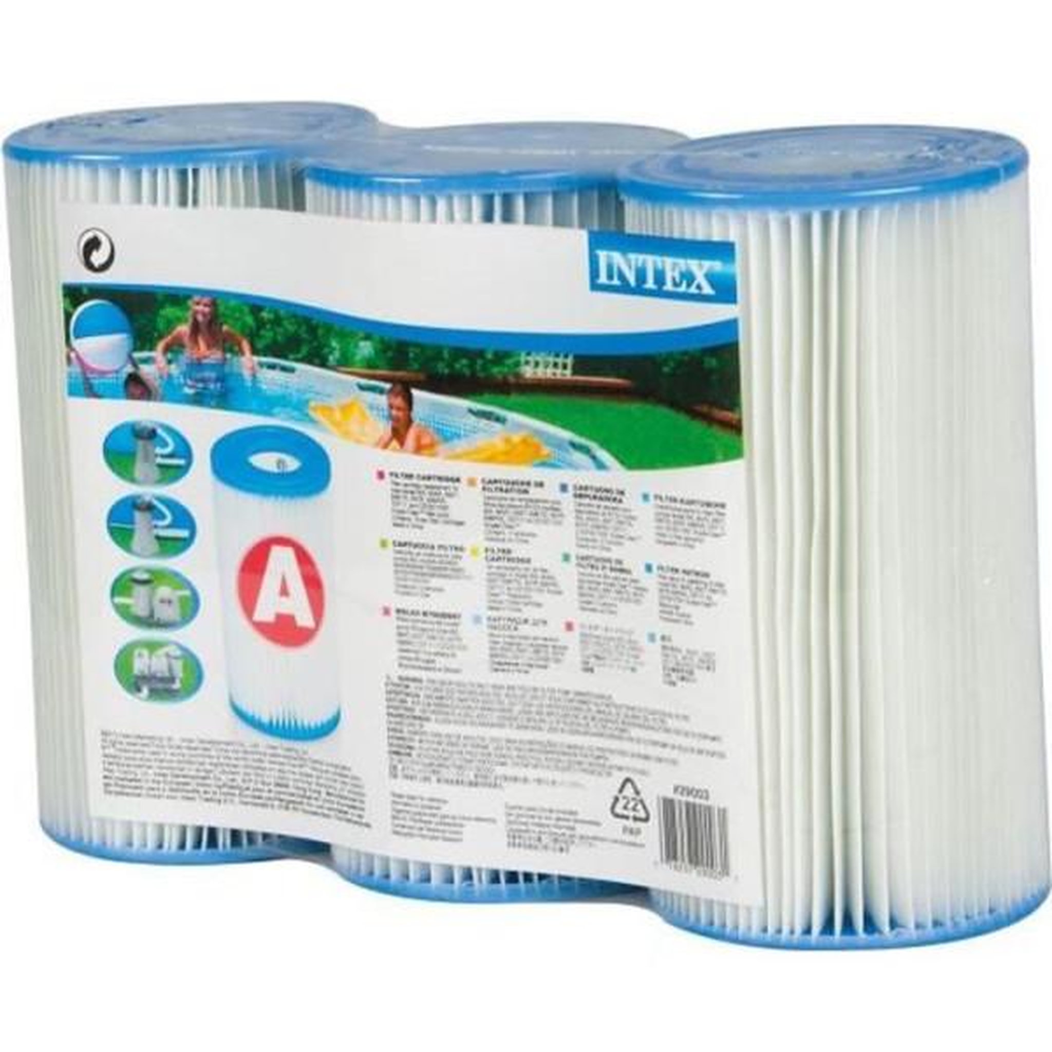 INTEX Lot de 3 cartouches de filtration A - Intex - Fibre Dacron - Faciles a nettoyer