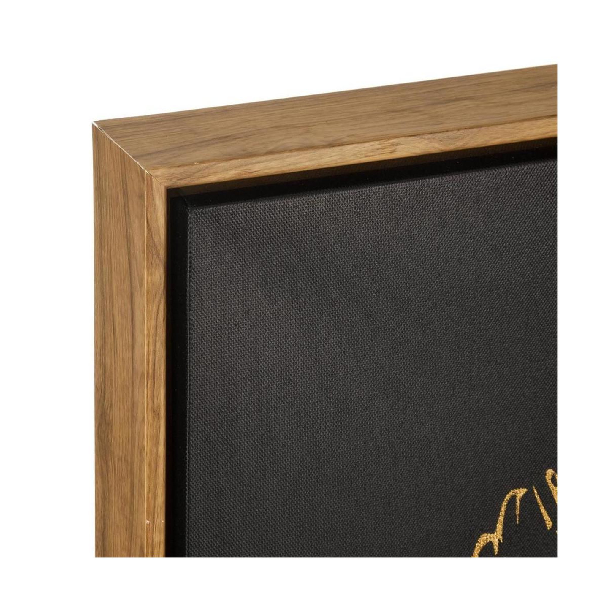 Voir la diapositive 2 : ATMOSPHERA Toile Peinte  Plumes  78x78cm Noir & Or