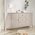 BEST MOBILIER Jaime - buffet bas 178 cm - 3 tiroirs, 2 portes et 2 étagères. Coloris disponibles : Beige