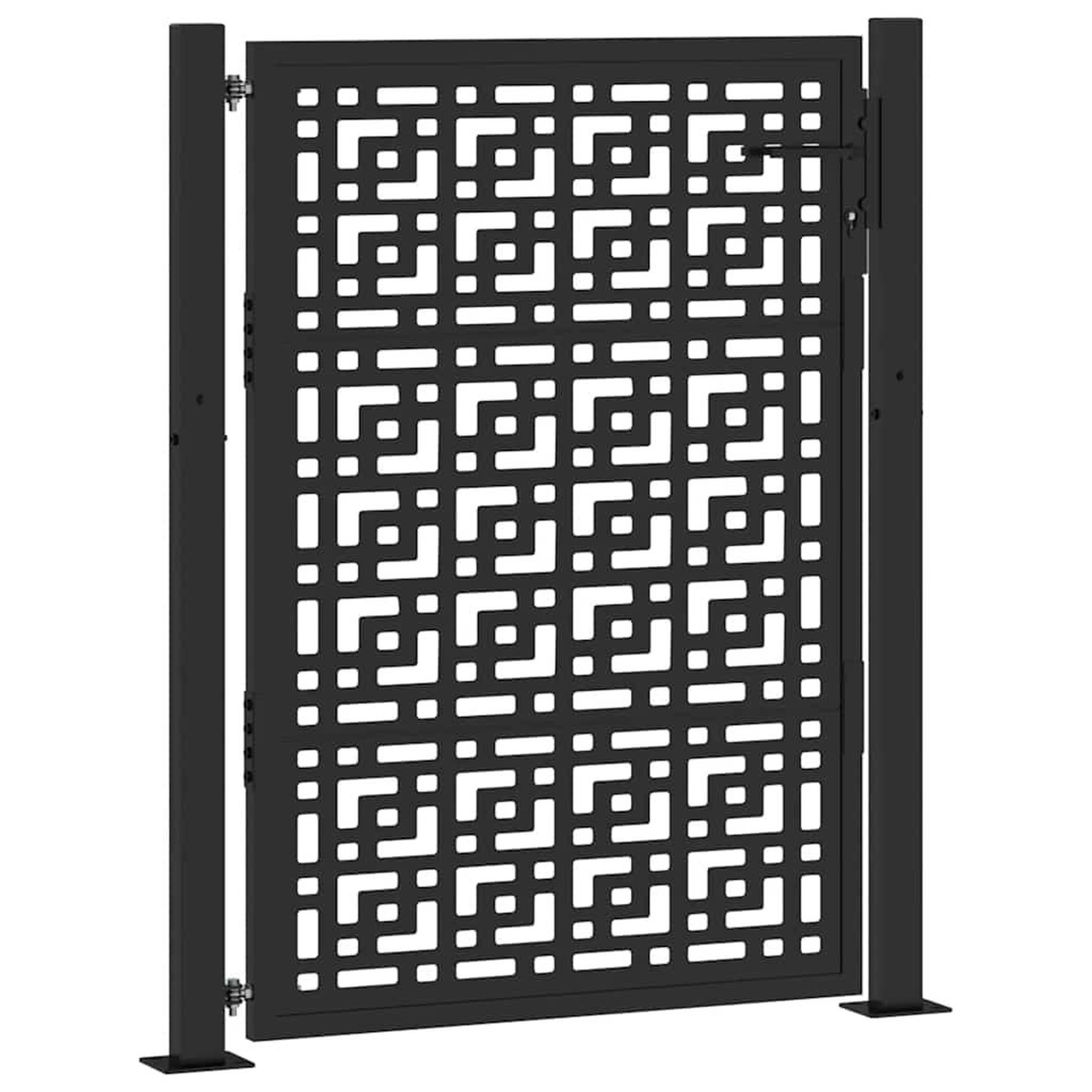 Voir la diapositive 2 : VIDAXL Portail de jardin noir 105x130 cm acier conception croisee