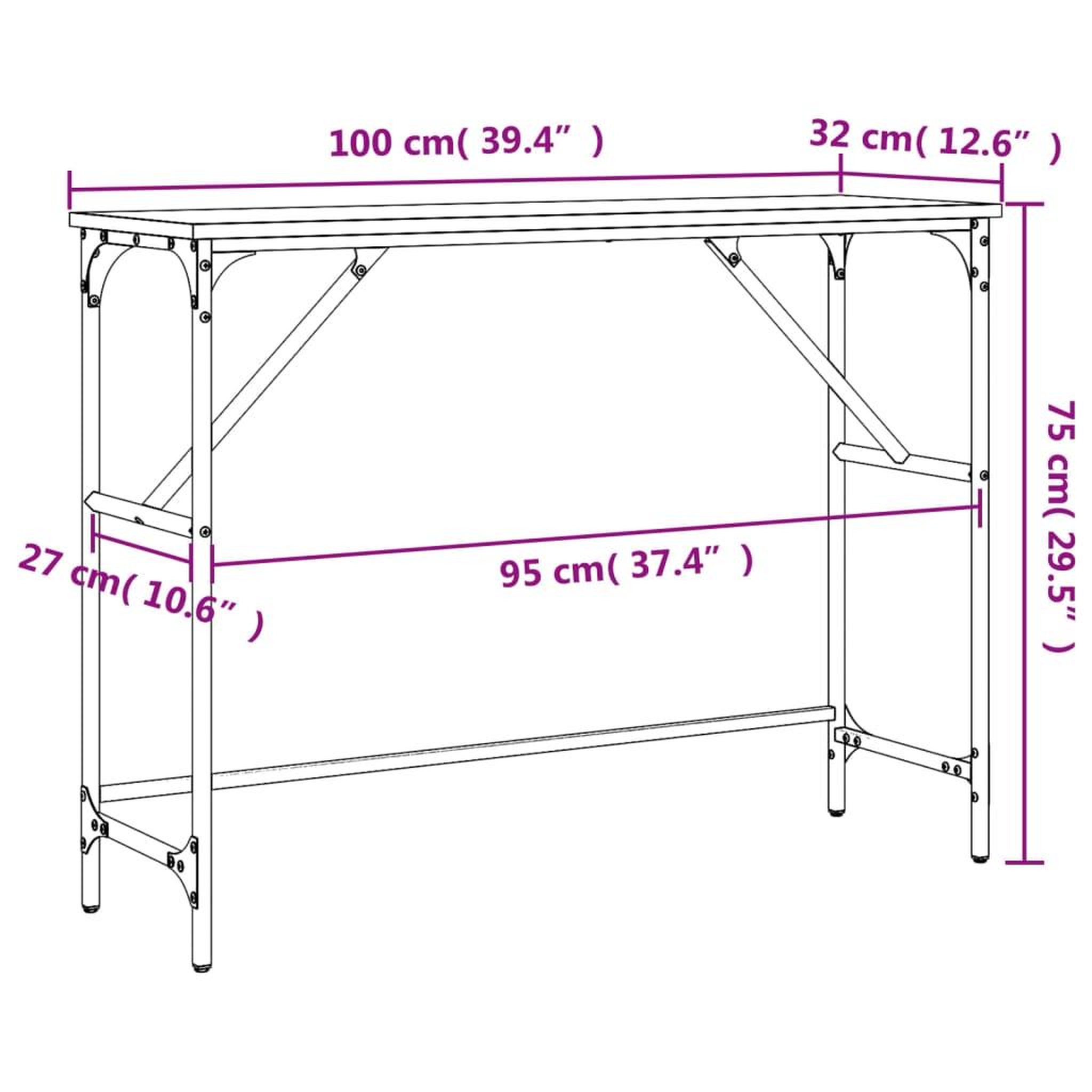 Voir la diapositive 6 : VIDAXL Table console chene fume 100x32x75 cm bois d'ingenierie