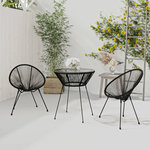 VIDAXL Ensemble a manger de jardin 3 pcs Noir