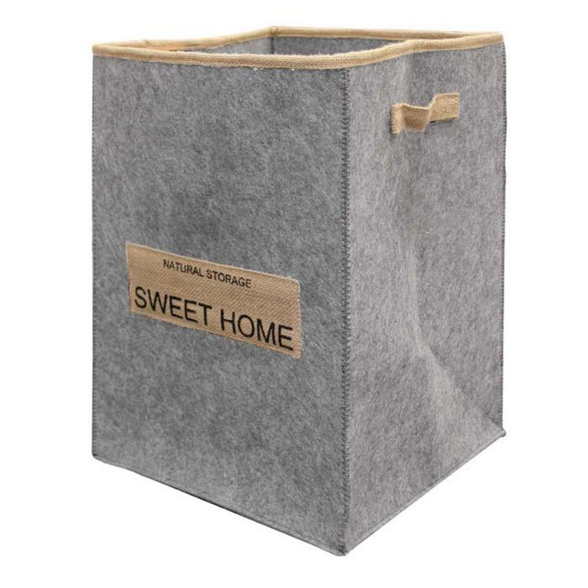 Paris Prix Panier à Linge en Feutrine  Sweet Line  45cm Gris