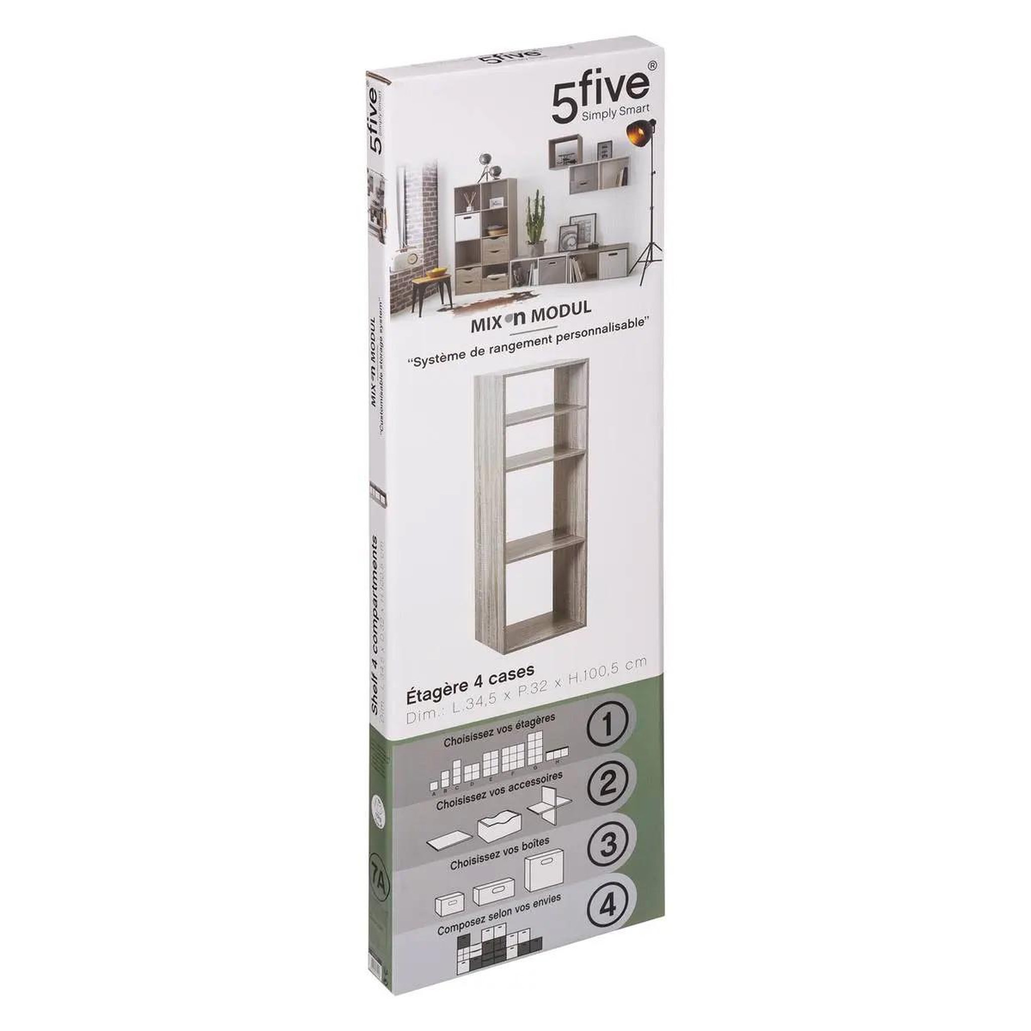 Voir la diapositive 4 : ATMOSPHERA Etagère rectangulaire 4 cases mix
