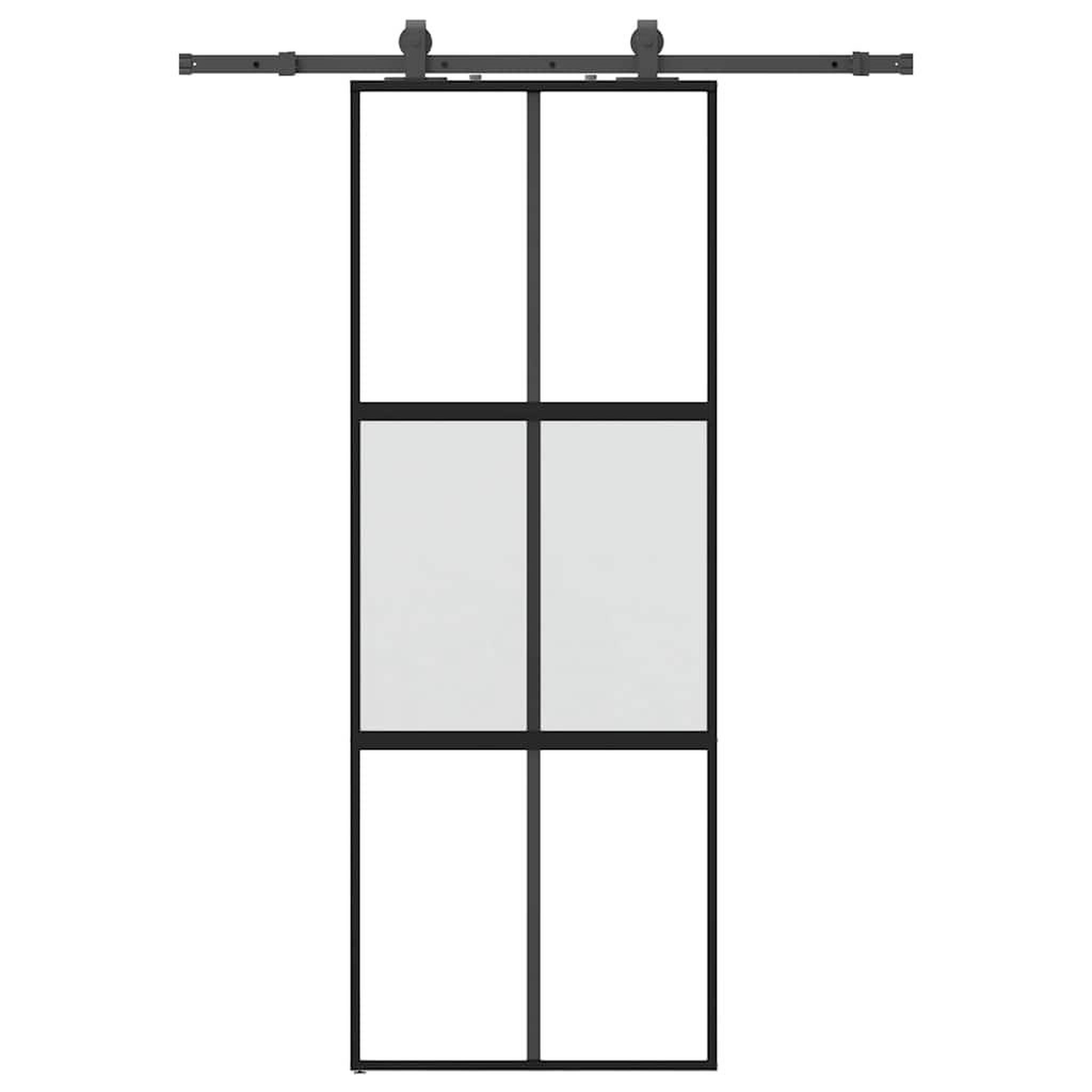 Voir la diapositive 2 : VIDAXL Porte coulissante kit quincaillerie noir 76x205 cm verre trempe