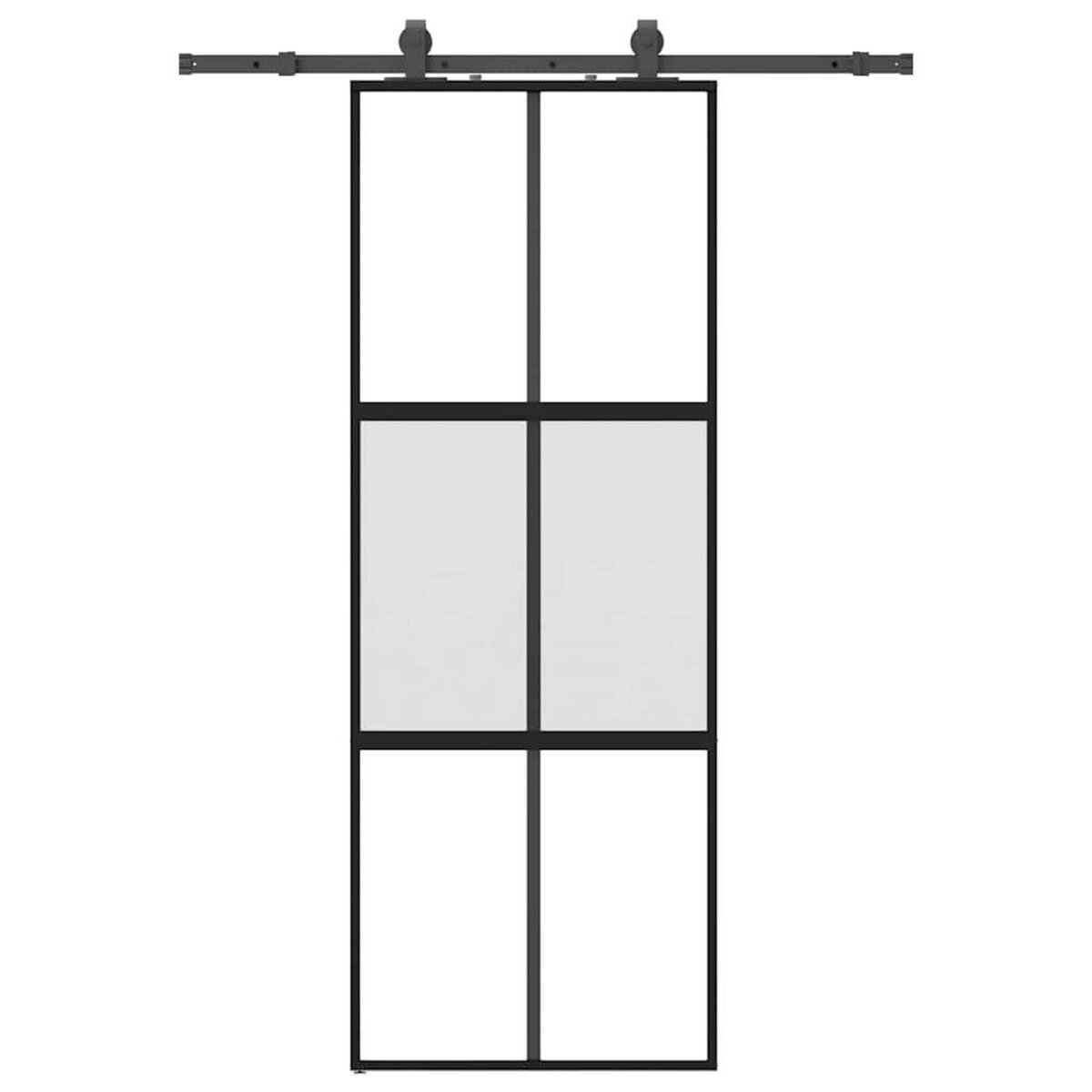VIDAXL Porte coulissante kit quincaillerie noir 76x205 cm verre trempe