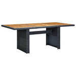 VIDAXL Table de jardin Gris fonce Resine tressee et bois d'acacia