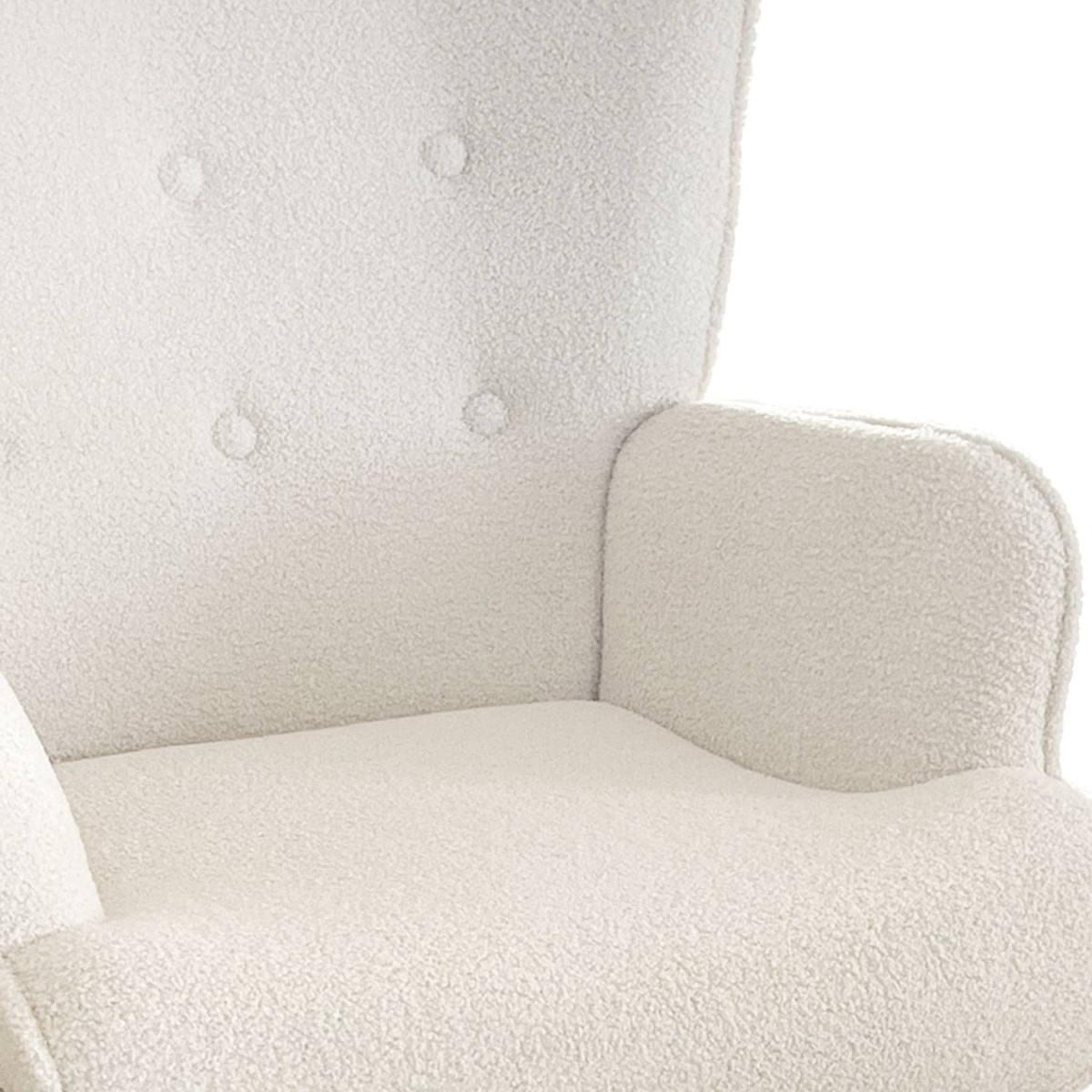 Voir la diapositive 2 : Paris Prix Fauteuil & pouf scandinave en bouclette lainée  orle  98cm crème