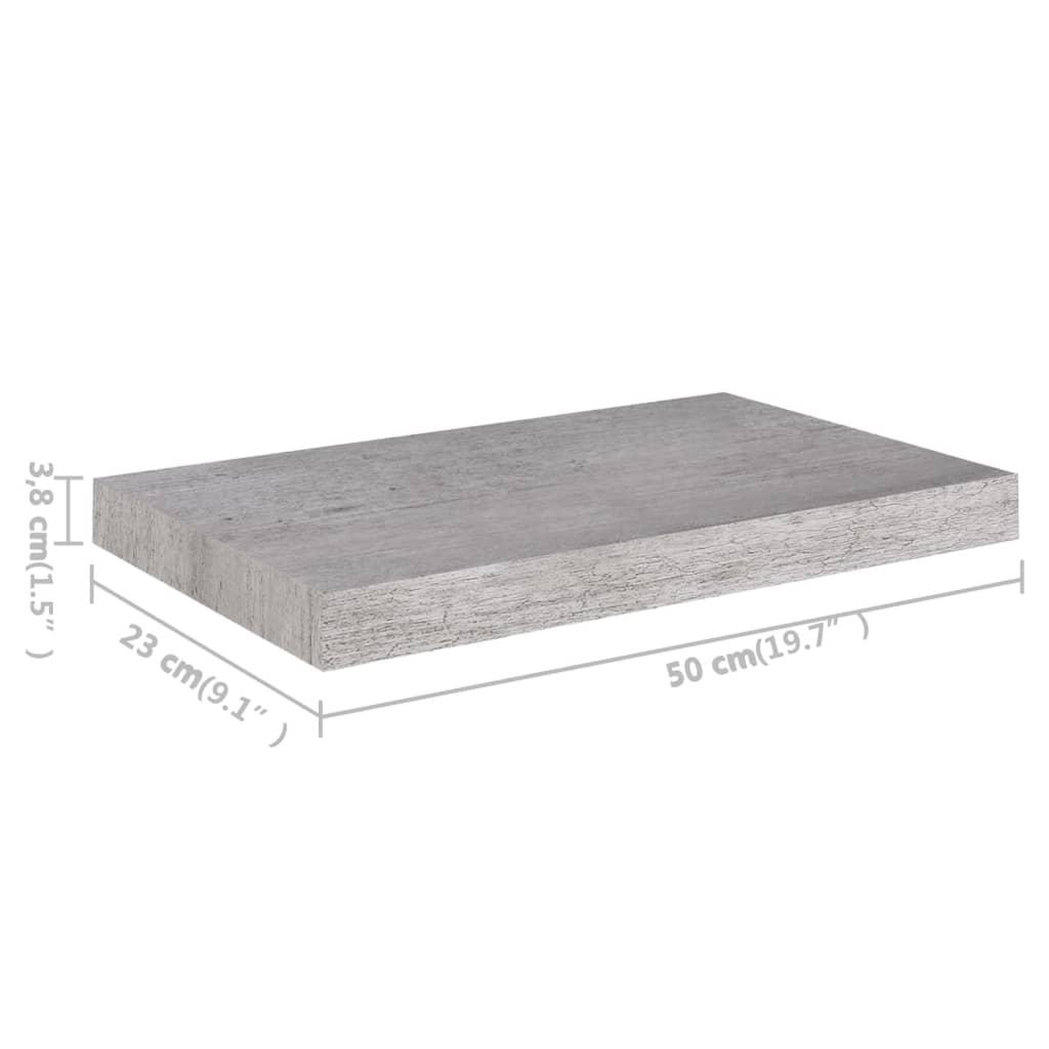 Voir la diapositive 6 : VIDAXL Etageres murales flottantes 2 pcs gris beton 50x23x3,8 cm MDF