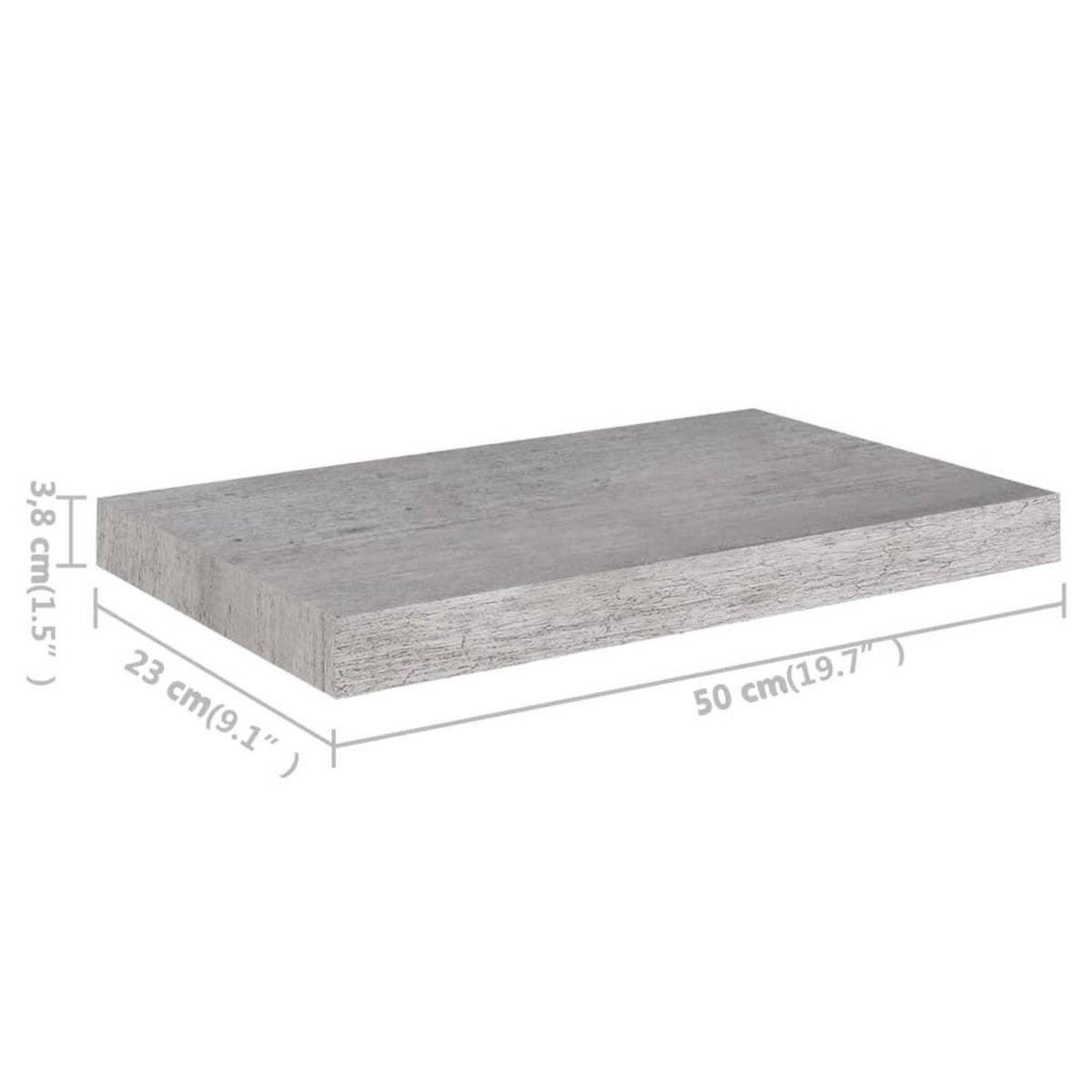 VIDAXL Etageres murales flottantes 2 pcs gris beton 50x23x3,8 cm MDF