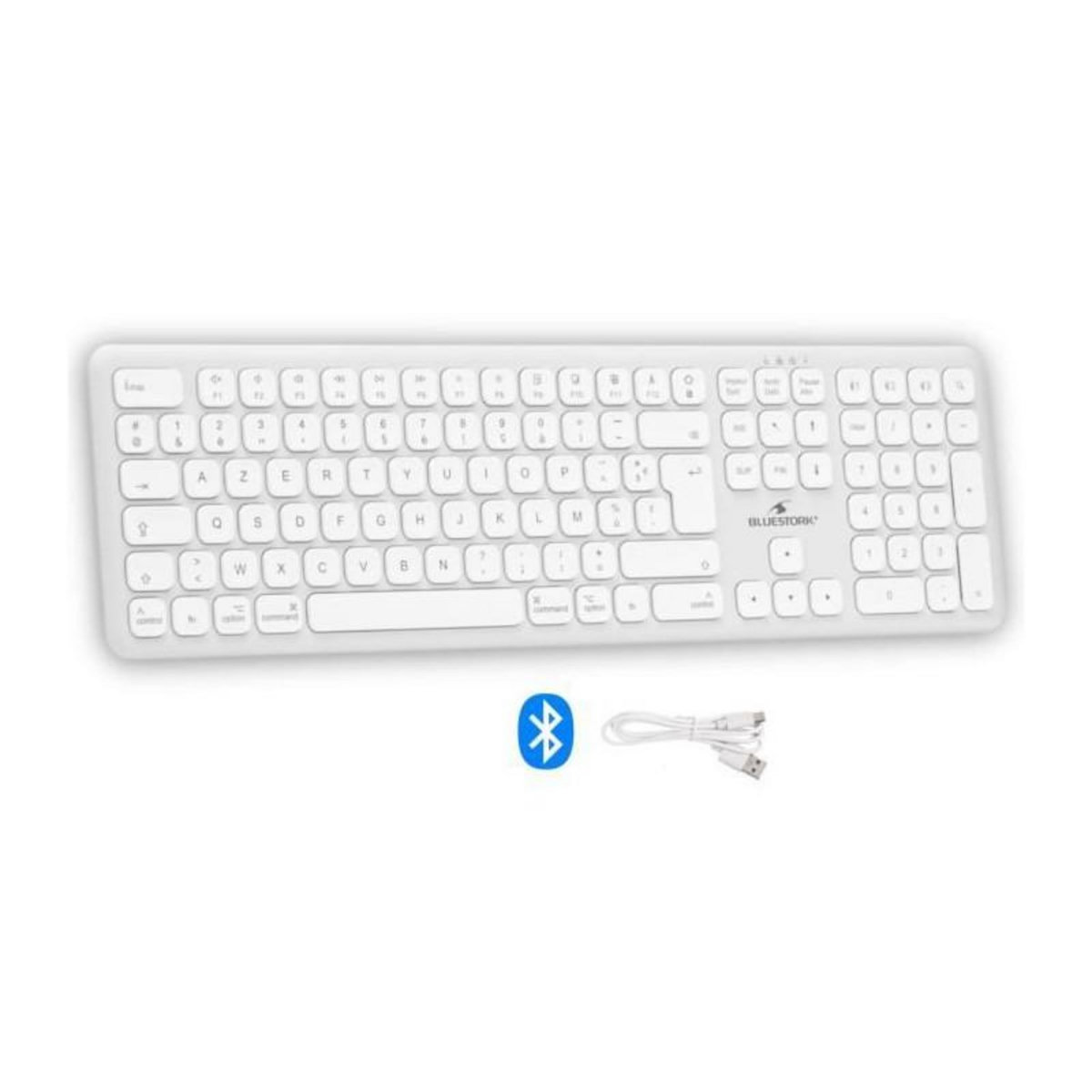 BLUESTORK Clavier sans fil Bluetooth - BLUESTORK - MAC - Full size - Compatible Mac - Blanc