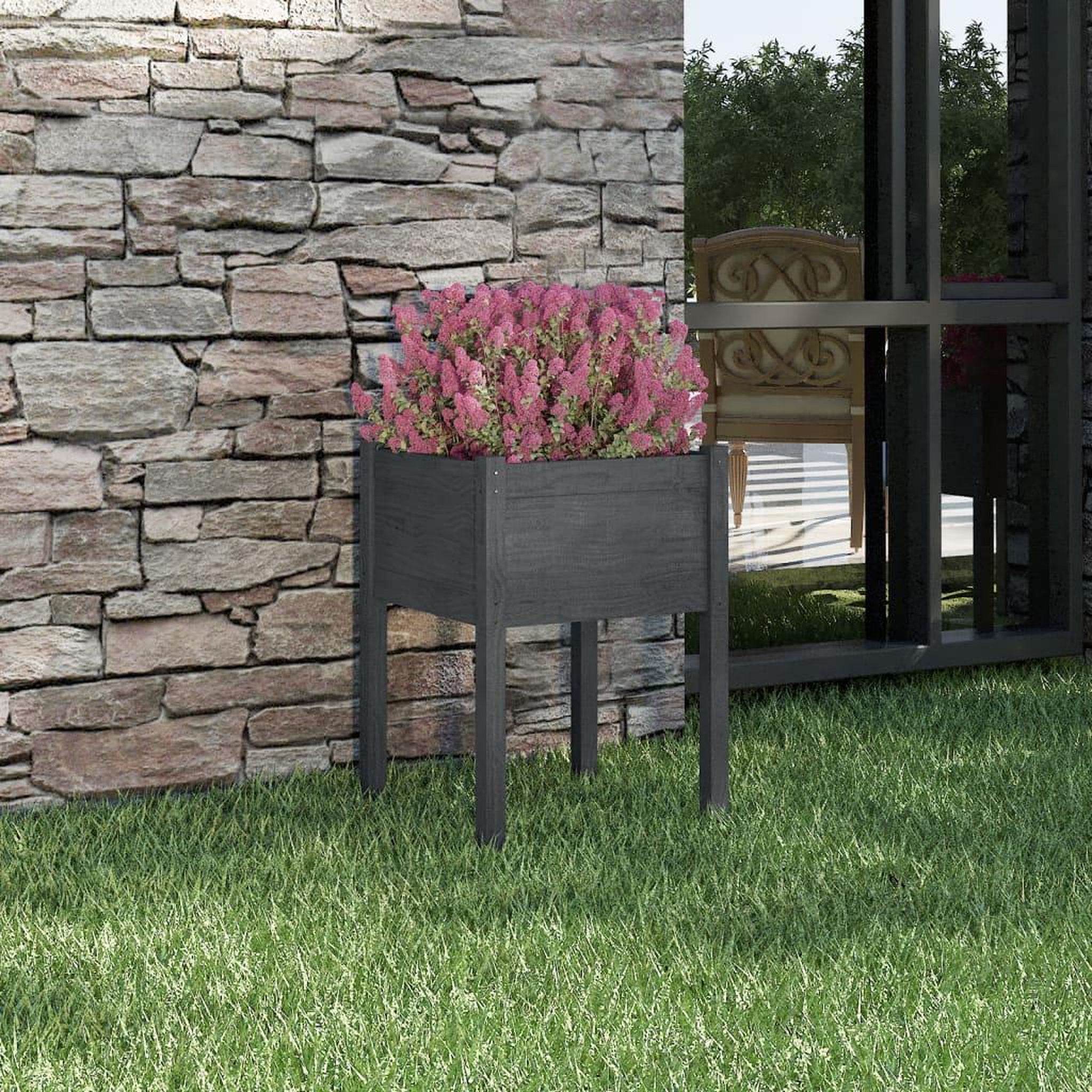 Voir la diapositive 1 : VIDAXL Jardiniere Gris 50x50x70 cm Bois de pin massif