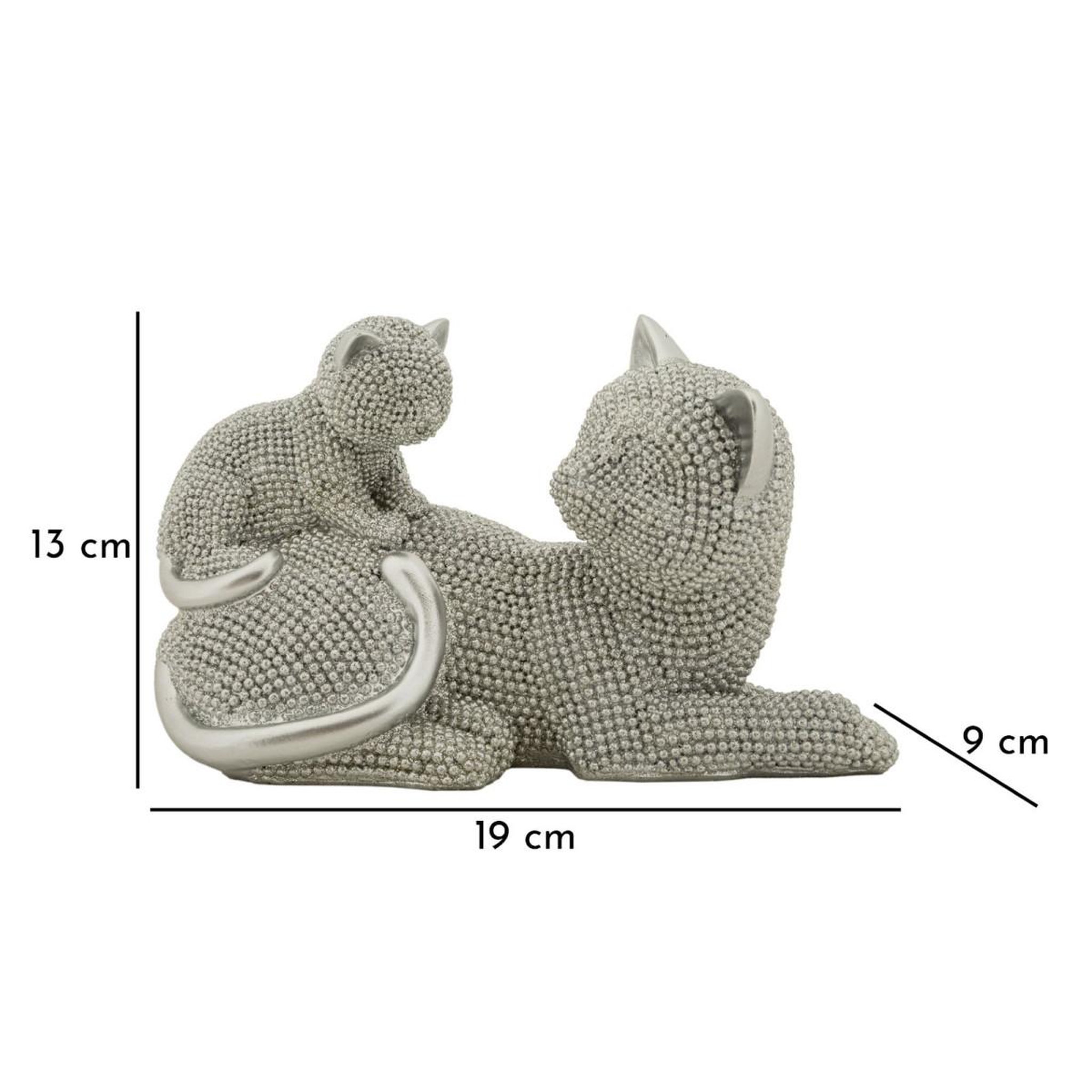 Voir la diapositive 6 : Paris Prix Statuette déco maman chat & chaton  sparky  19cm argent