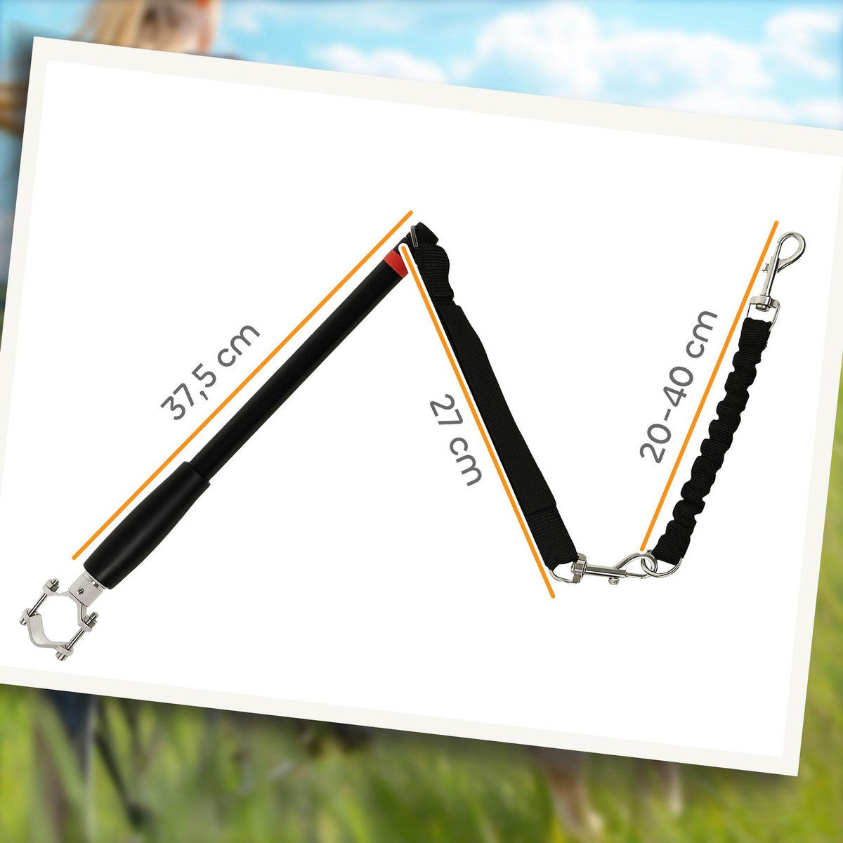 PAWHUT Laisse pour chien pour vélo 124 cm acier et polyester noir