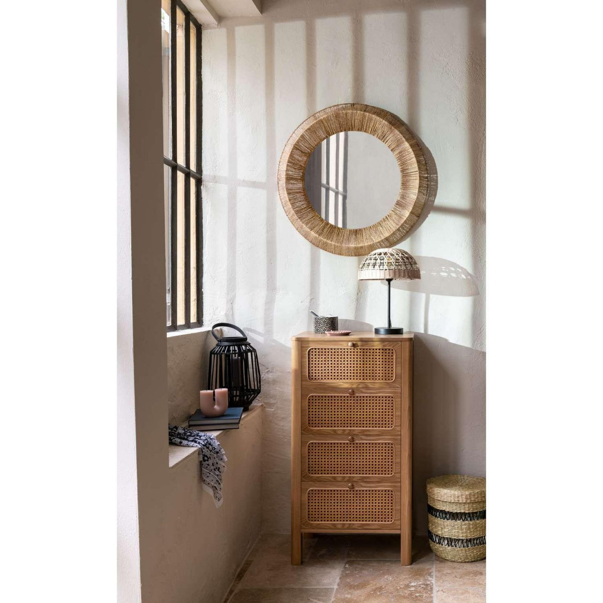 ATMOSPHERA Chiffonnier 4 tiroirs en cannage TIRIA - Marron