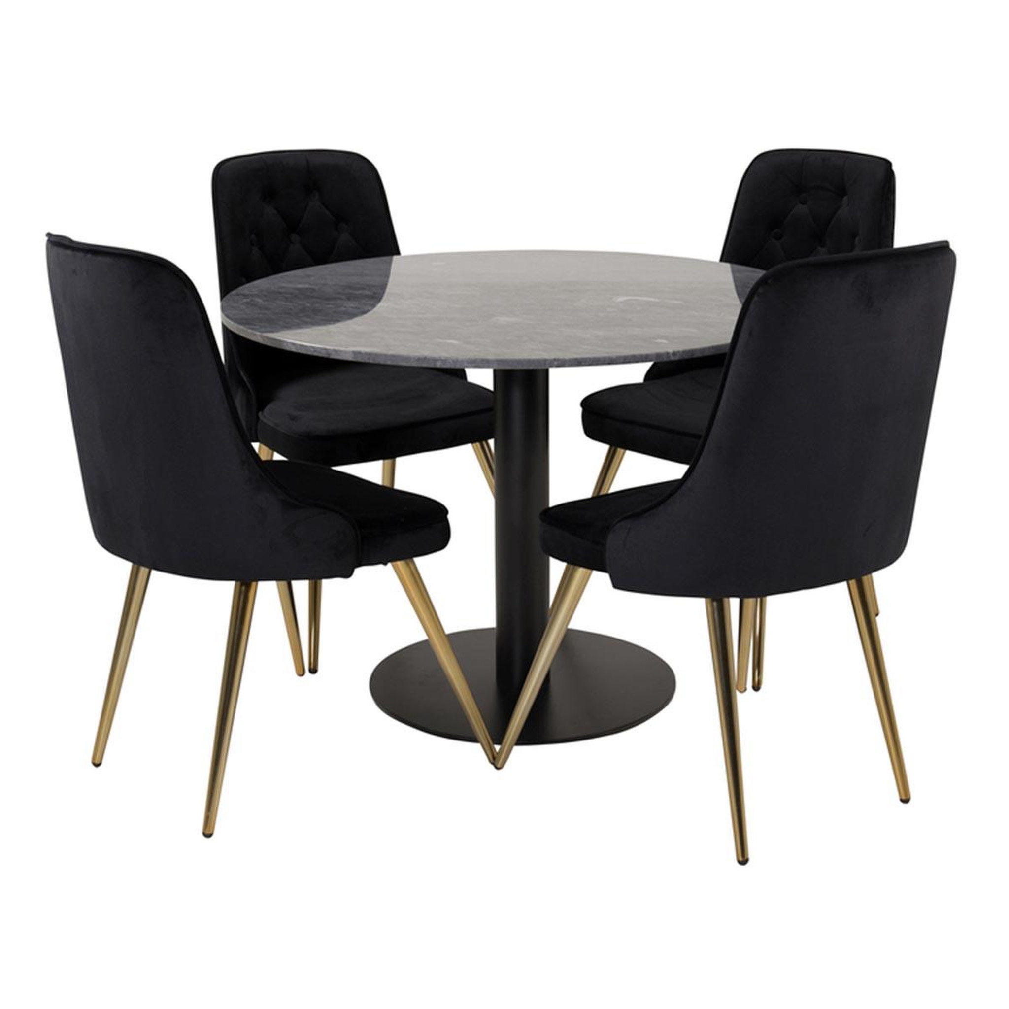 Paris Prix Ensemble Table à Manger & 4 Chaises  Estelle I & Deluxe II  106cm Gris Foncé & Noir