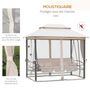 Voir la diapositive 6 : OUTSUNNY Balancelle de jardin 3 places convertible style colonial grand confort 2 coussins + matelas + moustiquaires inclus noir beige