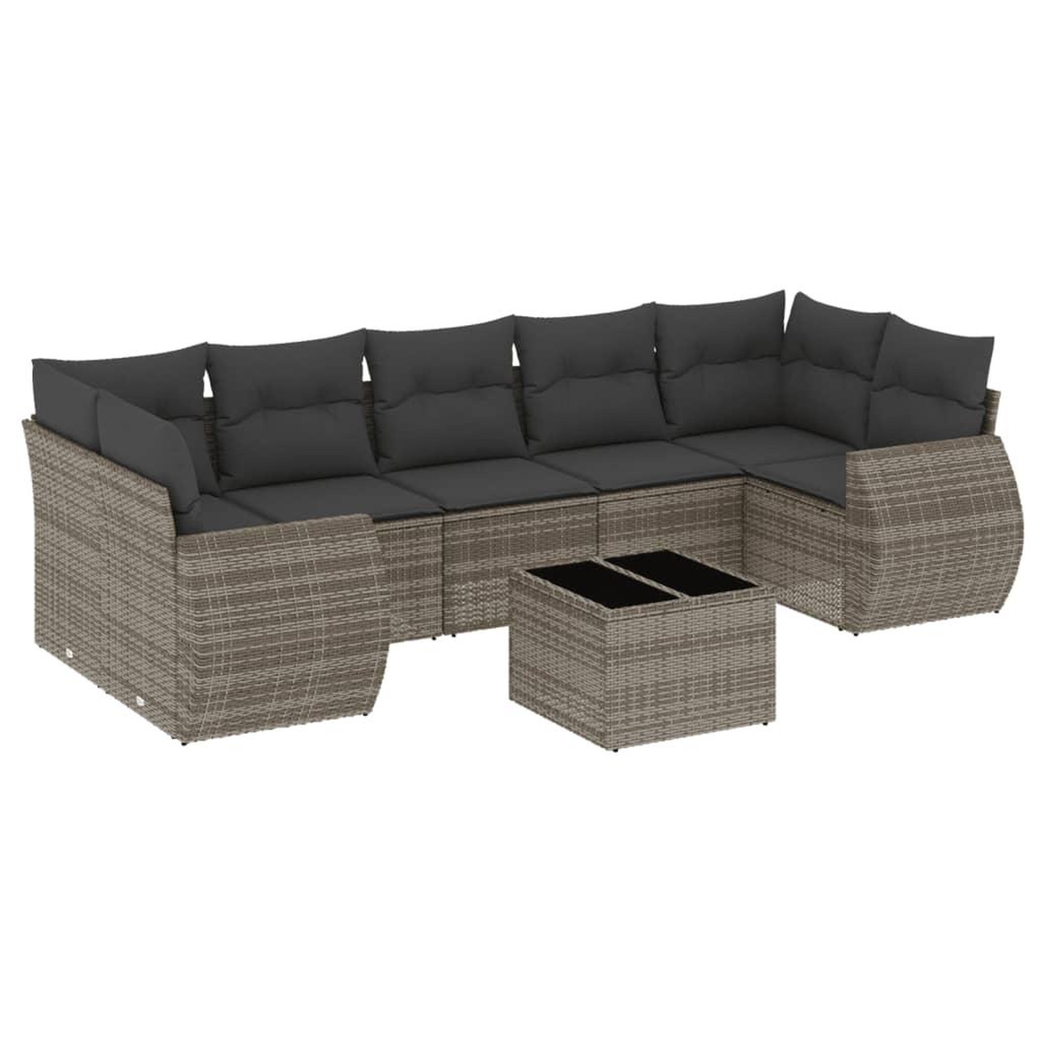 Voir la diapositive 2 : VIDAXL Salon de jardin 8 pcs avec coussins gris resine tressee
