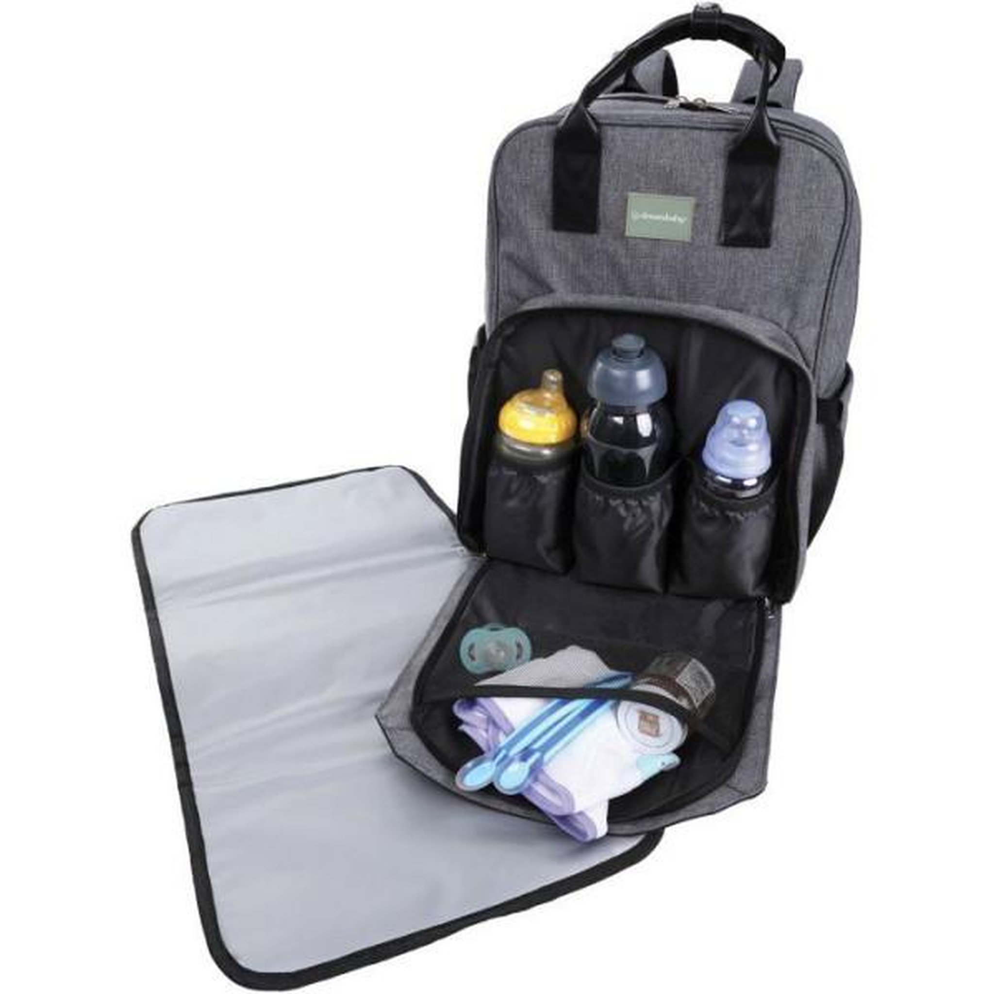 Voir la diapositive 2 : MARKET24 Sac a dos a langer avec matelas a langer - DREAMBABY - Clips pour poussette - Pochette d'essuyage en filet - Sangles réglables