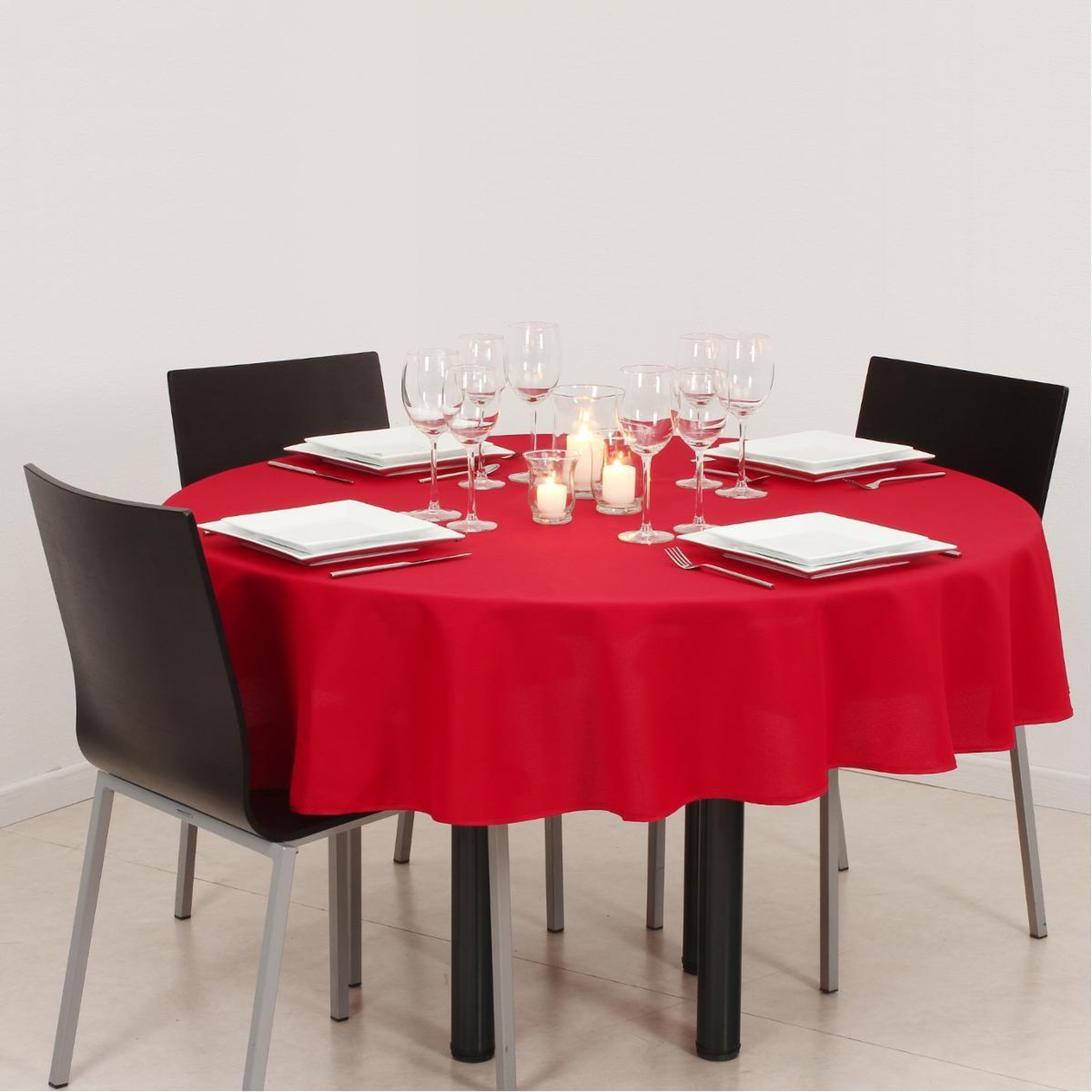 Voir la diapositive 4 : ATMOSPHERA Nappe antitache ronde  unie  180cm rouge