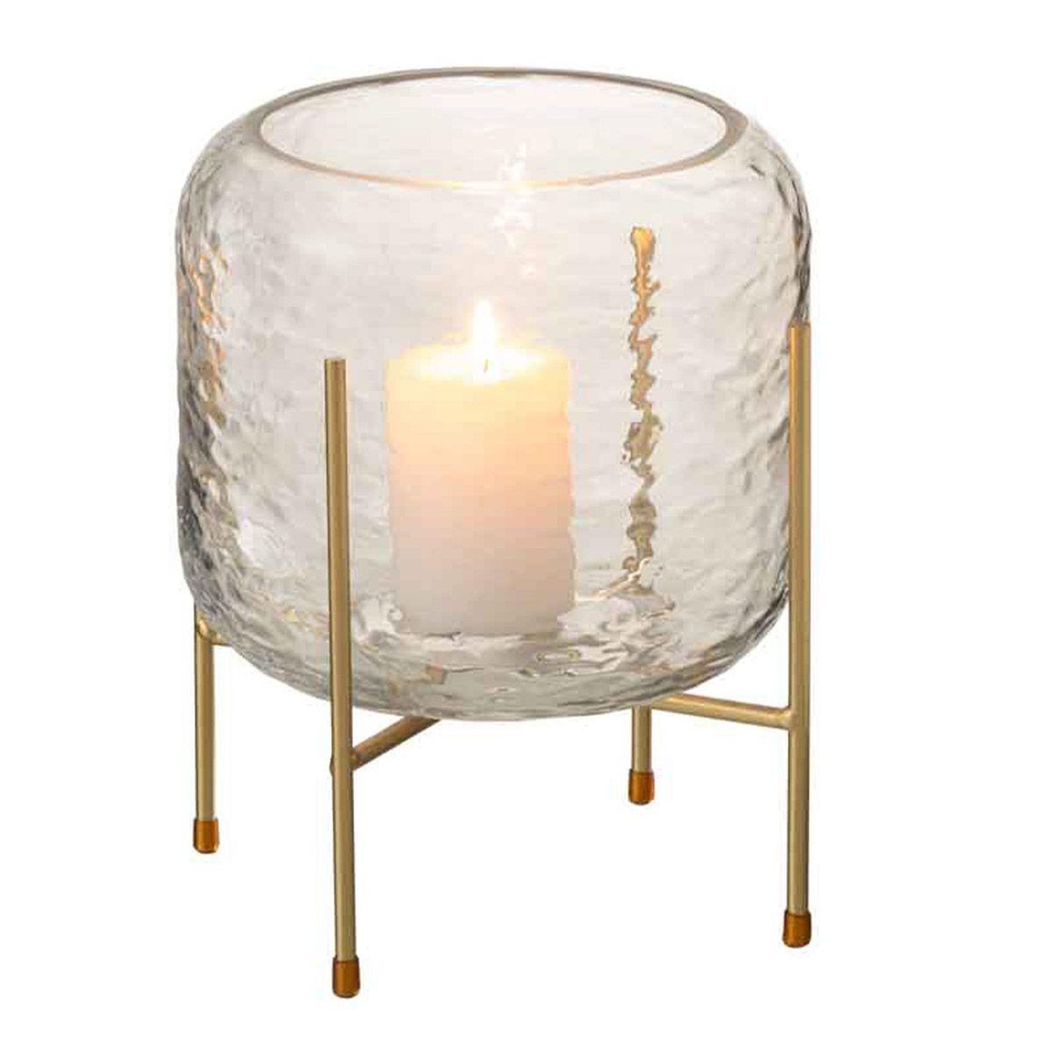 Voir la diapositive 2 : J-LINE Vase sur Pied en Verre  Pieto  18cm Transparent