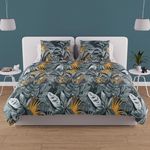 SOLEIL D'OCRE Parure housse de couette coton 57 fils TROPIC, par Soleil d'ocre. Coloris disponibles : Bleu, Vert