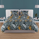 SOLEIL D'OCRE Parure housse de couette coton 57 fils TROPIC, par Soleil d'ocre. Coloris disponibles : Bleu, Vert