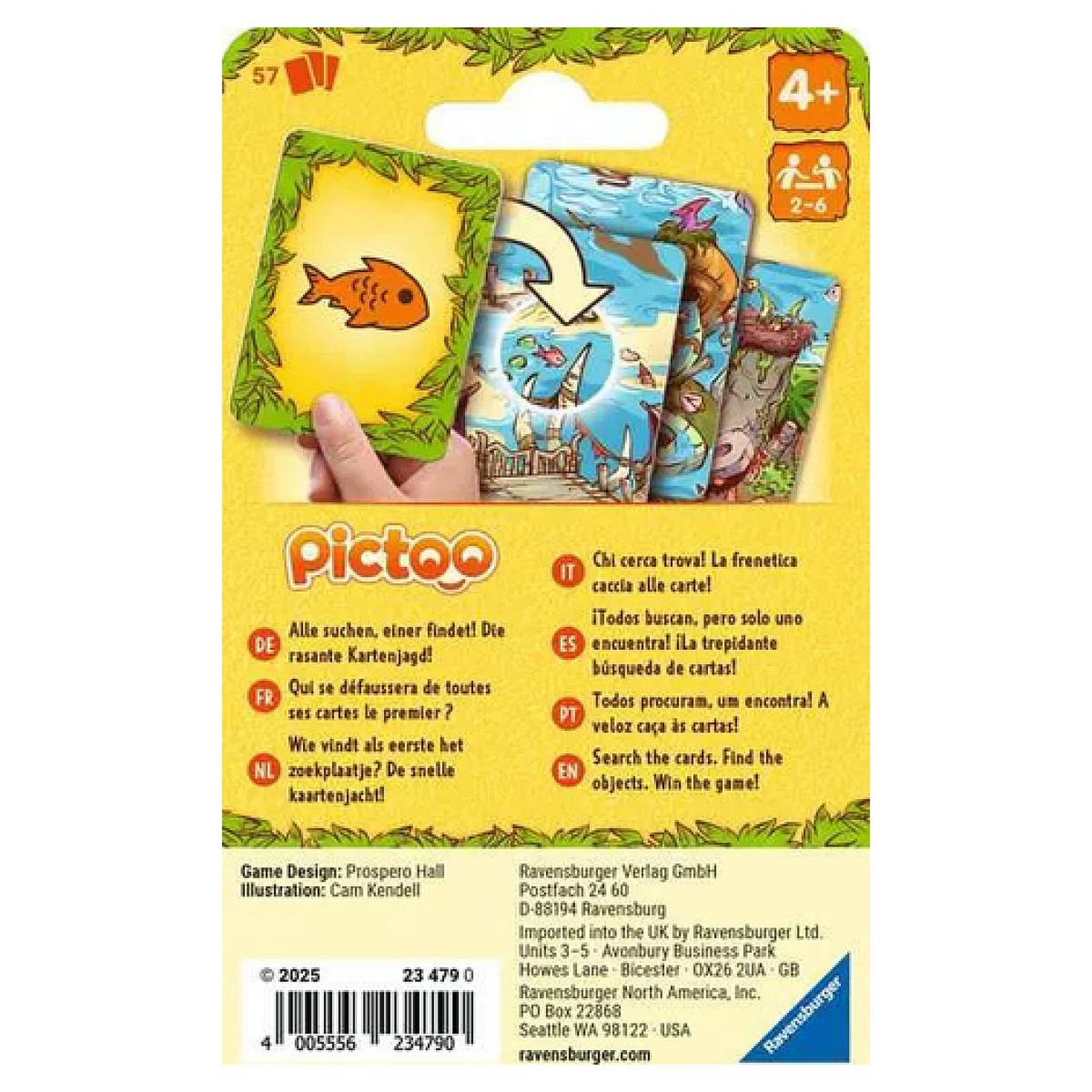 Voir la diapositive 2 : RAVENSBURGER Pictoo Dinosaures jeu de société Dépouillement