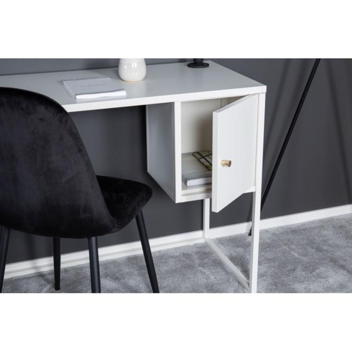 Paris Prix Bureau Design Avec Porte  Bakal  95cm Blanc