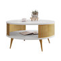 Voir la diapositive 2 : BEST MOBILIER Forini - table basse ronde - blanc et doré - 1 niche - 75 cm