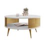 Voir la diapositive 2 : BEST MOBILIER Forini - table basse ronde - blanc et doré - 75 cm