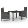 Voir la diapositive 2 : VIDAXL Ensemble a manger d'exterieur 3pcs coussins gris resine tressee
