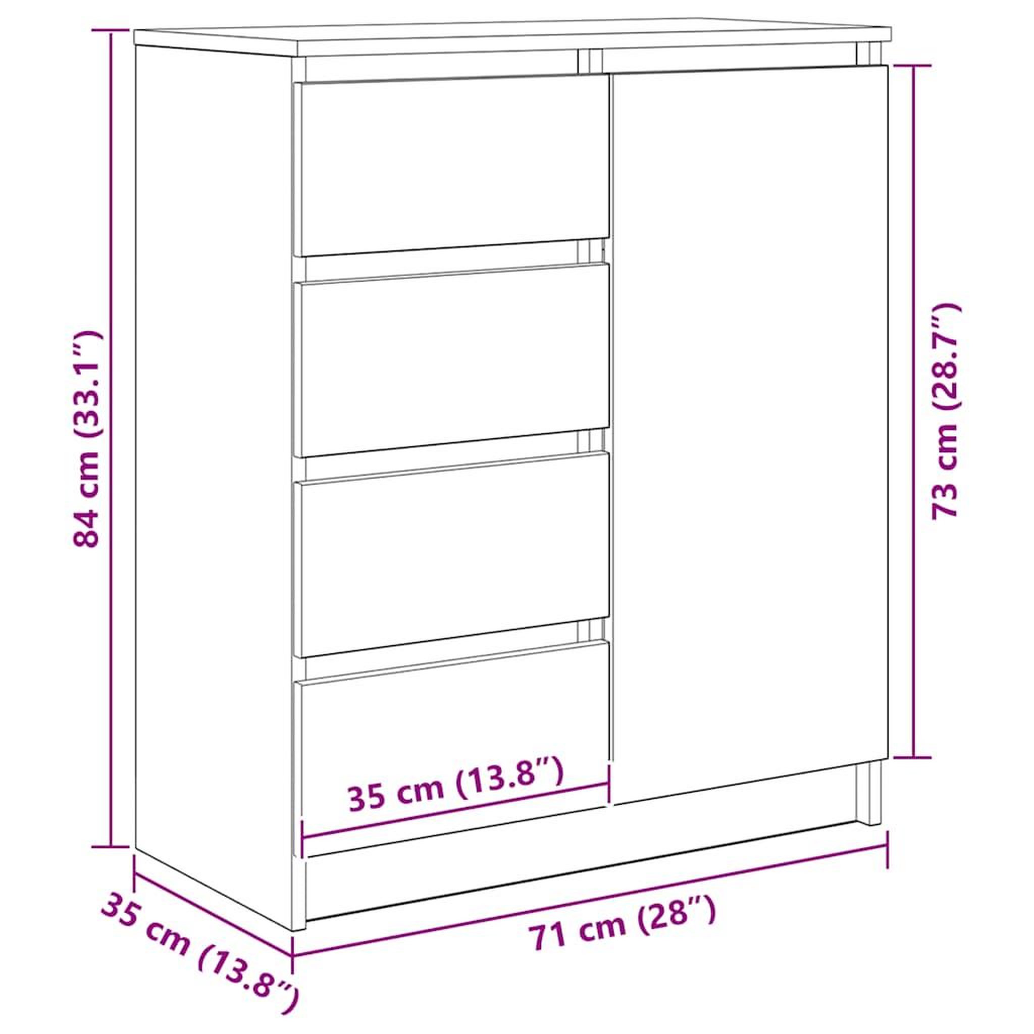 Voir la diapositive 6 : VIDAXL Buffet avec tiroirs sonoma gris 71x35x84 cm bois d'ingenierie