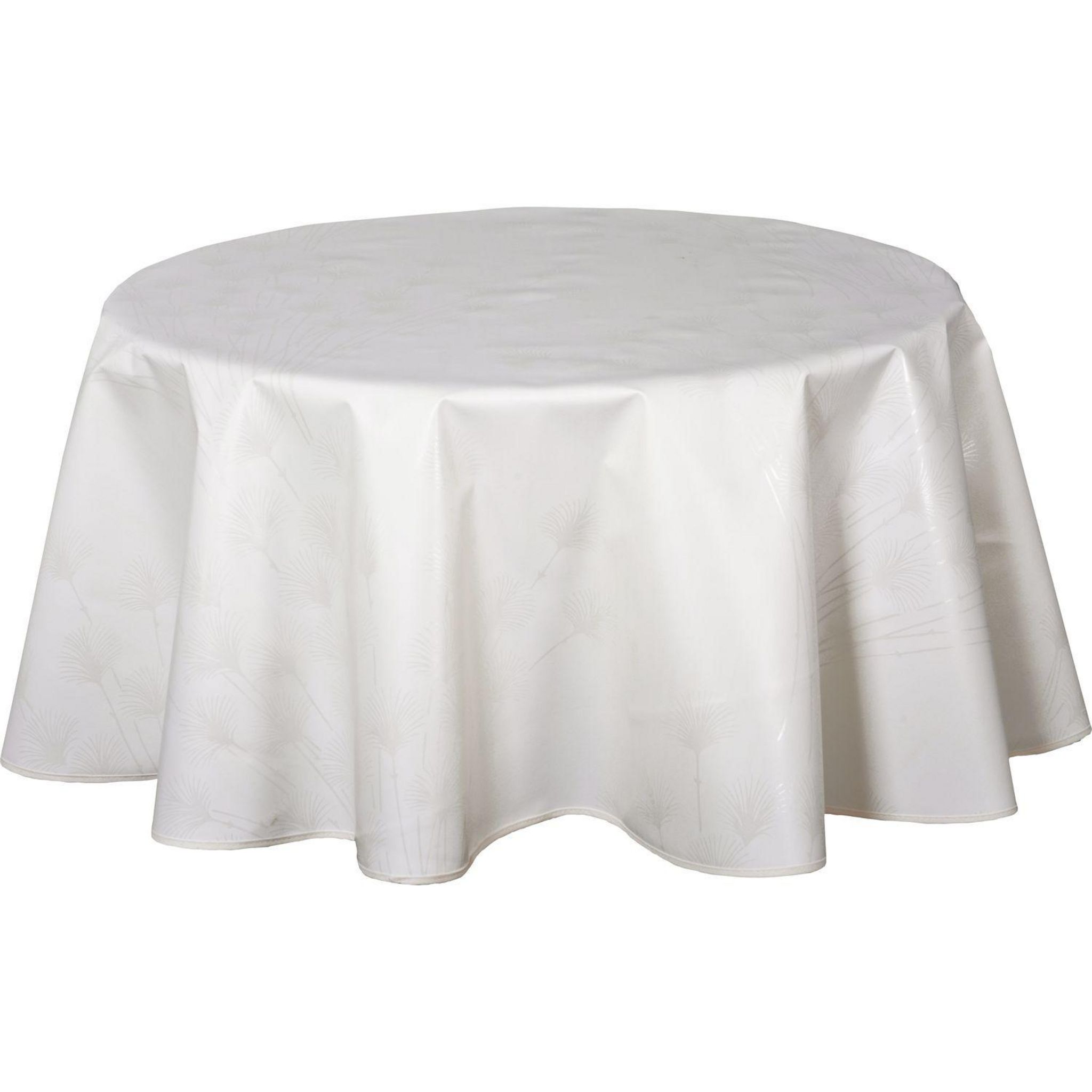 HABITABLE Nappe ronde en toile cirée design Lina - Diam. 150 cm - Blanc ...