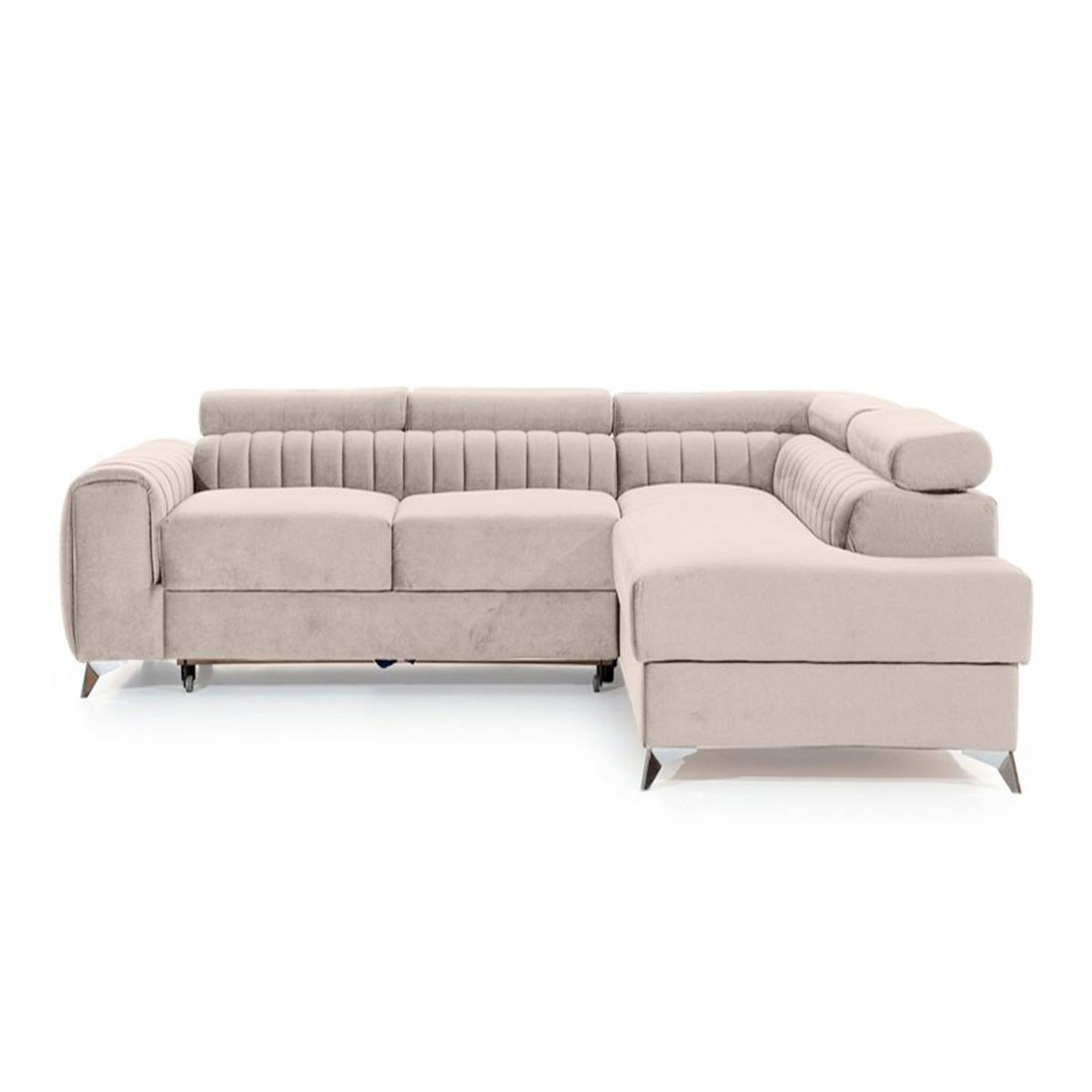 BEST MOBILIER Talisay - canapé d'angle droit - 5 places - convertible avec coffre - en velours