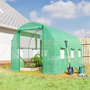 Voir la diapositive 2 : OUTSUNNY Serre de jardin tunnel surface sol 8 m² 4 x 2 x 2 m châssis tubulaire renforcé 18 mm 6 fenêtres vert