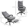 Voir la diapositive 3 : HOMCOM Fauteuil de bureau direction massant hauteur réglable dossier inclinable repose-pied intégré toile de lin gris chiné